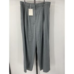 COS Women's Wide-Leg Tailored Wool-Blend Trousers Grey Pants 14